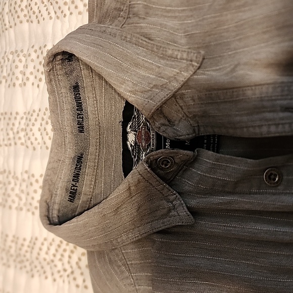 Harley Davidson men's medium Button down gray sh - Picture 3 of 7